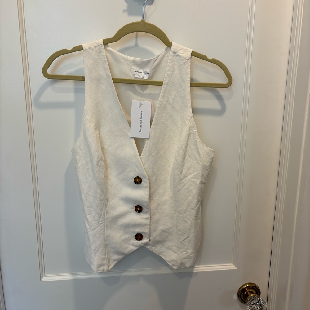 Lovers + Friends Cream Buttoned Asa vest